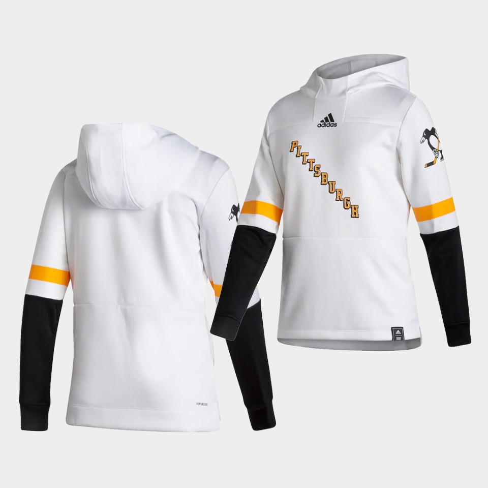Men Pittsburgh Penguins Blank White  NHL 2021 Adidas Pullover Hoodie Jersey